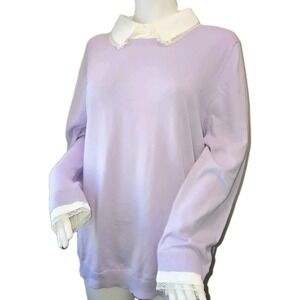 Talbots Plus 2X Lilac Sweater NWT Lace Collar Layered Look Pullover $109 MSRP